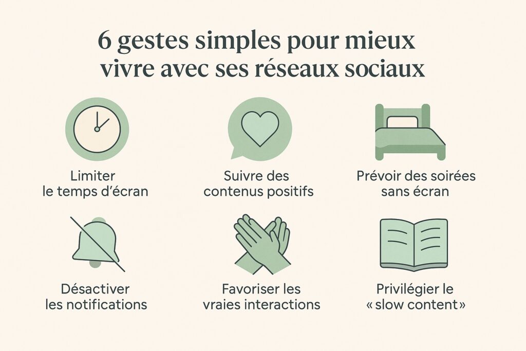 Quelques gestes simples pour se servir des réseaux sociaux de manière consciente et prendre soin de sa santé mentale