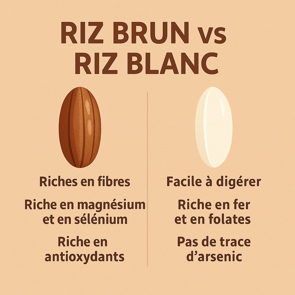 Comparaison entre le riz brun et le riz blanc